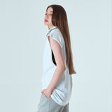 ハーフタートルネックスリーブレスT/HALF-TURTLE NECK SLEEVLESS T-WHITE