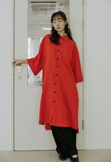 ユニセックスワイドスリーブロングシャツ/unisex wide sleeve long shirts red