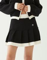 ブークルニットプリーツスカート/BOUCLE KNIT PLEATS SKIRT BLACK