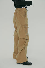 POCKET SHIRRING WIDE PANTS / BEGIE