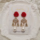 ローズシャンデリアピアス / Red Rose Chandelier Piercing
