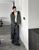 No.0363 st KNIT hood warmer zip-up (3color)