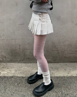 Button pleated skirt pants