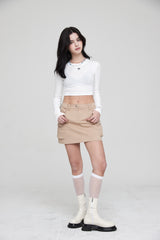 mii リブ LS クロップTシャツ / ストラップタンクトップ / mii RIBBED LS CROP T-SHIRT WHITE