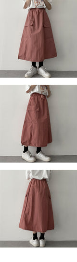 トップTシャツナイロンストリングロングスカート / Top T-shirt nylon string long skirt