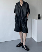 SI レザーオーバーサイズフィットショートスリーブシャツ / SI Leather Oversized Fit Short-Sleeved Shirt (3XL)