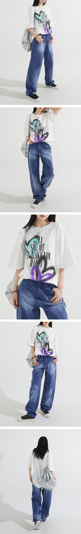 ハートスプレーオーバーフィットTシャツ