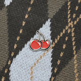 スモールチェリーアーガイルカラーニット／SMALL CHERRY ARGYLE COLLAR KNIT [GRAY CHARCOAL]
