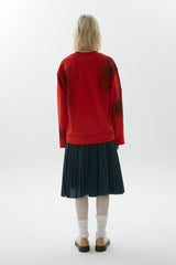 ダメージ＆オイルウォッシュドスウェットシャツ / Damaged & Oil Washed Sweatshirt, Red