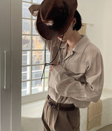 Extended Sleeve Flap Pocket Shirt(3 color) (6595314188406)