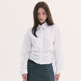 Leona shirring shirts WHITE