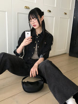 タックルポケットボタンクロップドウォッシュデニムシャツ
