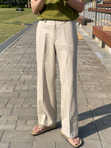 サマーリネンアイスバックバンディングスラックス/Summer linen ice back banding slacks (3 colors)
