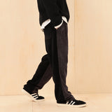 VELOUR CORDUROY TWO TONE PANTS (CHARCOAL BLACK)