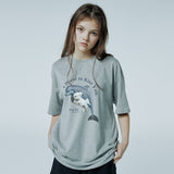 パピードルフィンジャンピングオーバーTシャツ / Puppy dolphin jumping half sleeve t shirts overfit