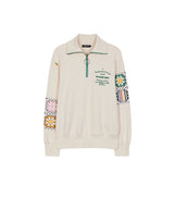 グラニースクエアハーフジップアップスウェット/GRANNY SQUARE HALF ZIP UP SWEATSHIRT CREAM