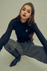ギャザーラインポイントロゴTシャツ / HIDE Shirring Top (4606078517366)