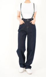 ハイウエストディープブルーワイドフィットサスペンダーデニムパンツ/RED VELVER WENDY WORN HIGH WAIST DEEP BLUE WIDE FIT SUSPENDER DENIM PANTS [16636]