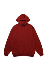  HAIF-ZIP HOODIE (LONG)_DARK RED