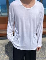 ASCLO Overfit Peach U Neck T Shirt (4color) (6691444981878)