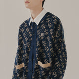 コージーフラワーニットカーディガン / COZY FLOWER KNIT CARDIGAN_NAVY