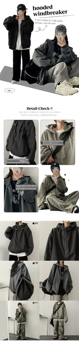[Set-up possible!] Liza solid high neck windbreaker hoodie