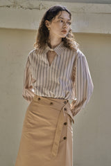 カラーカットアウトシャツ/COLLAR CUTOUT SHIRT_BEIGE
