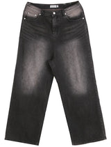 No.0150 color washing denim wide PT