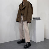 レッグ アップ サイド スリット スラックス / UN702 Leg Up side slit slacks (2 colors)