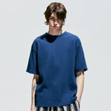 ジャカードニットTシャツ / jacquard knit t-shirt blue