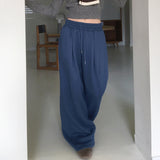 Twee pintuck two-way banding long wide jogger pants