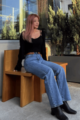 レザーベルトポイントストレートフィットデニムパンツ/BILLLIE SUHYEON LEATHER BELT POINT STAIGHT FIT LIGHT BLUE DENIM [16629]