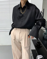 ルモンチェーンビッグカラーカフスシャツ / MO Le Mans Chain Big Collar Cuffs Shirt (2 colors)