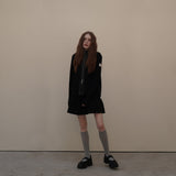 Black Leather Block Zip-up