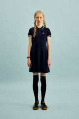 スモールチェリーフレアーピケドレス／SMALL CHERRY FLARED PIQUE DRESS [NAVY]