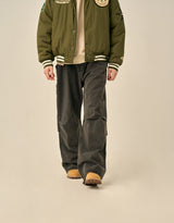 WIDE RIVET POINT JEANS - GRAY