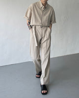 リネンベルトワイドスラックス / ECT linen belt wide slacks (4 colors)
