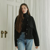 ROUND COLLARED CROP JACKET (BLACK) (6645974007926)