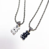 Ink marble bear necklace (6685429366902)