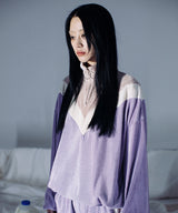 0 3 pleats velvet zip-up top - VIOLET (4642322645110)
