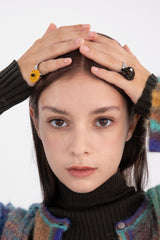 チャビーハートペンダントサージカルオープンリング/Chubby heart pendant surgical open ring (yellow)