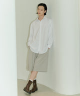 UNISEX PINTUCK STITCH BERMUDA PANTS M - LIGHT BEIGE (6689421557878)
