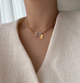 jum パールゲストルックトグルバーボールドショートチェーンネックレス/jum Pearl Guest Look Toggle Bar Bold Short Chain Necklace