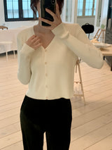 Milk Soft V neck Ribbed Cardigan