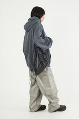 Light coating solid cargo banding pants
