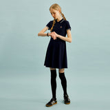 スモールチェリーフレアーピケドレス／SMALL CHERRY FLARED PIQUE DRESS [NAVY]
