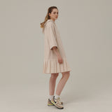 プリーツフードジャージードレス / PLEATS HOOD JERSEY DRESS_OATMEAL