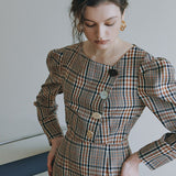 EMMA BUTTON POINT CHECK DRESS_BROWN (EEOO3OPR03W) (6622897045622)