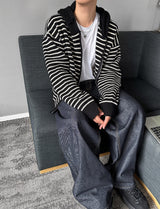 No.0363 st KNIT hood warmer zip-up (3color)