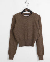 [Cashmere/12color] リモンラムウールラウンドクロップ長袖ニット